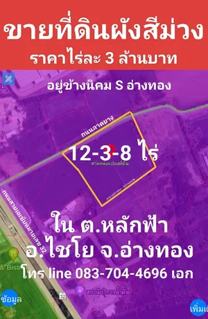 ขาย ที่ดิน ตำบลหลักฟ้า อำเภอไชโย จังหวัดอ่างทอง