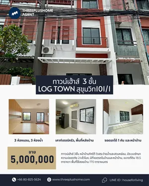 ทาวน์โฮม 3ชั้น สภาพดีพร้อมเข้าอยู่ หน้าบานทิศใต้ มีที่จอดรถ