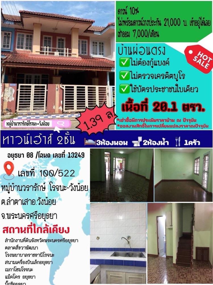 ขาย และเช่าซื้อทาวน์เฮ้าส์ราคาถูก ทำเลดีใจกลางชุมชน, ภาพที่ 4