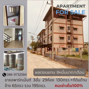 ขายอพาร์ทเม้นต์ 3ชั้น 29ห้อง ซ.เมตตา ถ.เลียบคลอง7 ต.บึงคำพร้อย อ.ลำลูกกา จ.ปทุมธานี มีผู้เช่าเต็มทุกห้อง สัญญาเช่าต่อทุก 2ปี ผลตอนแทนค่าเช่า8หมื่นต่อเดือน