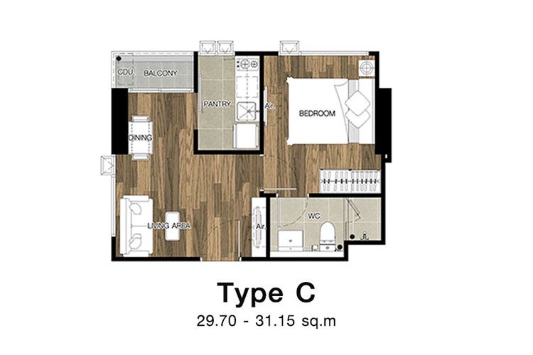 1 Bedroom ในโครงการ เดอะ เคลฟ ริเวอร์ไลน์ เจ้าพระยา-วงศ์สว่าง, ภาพที่ 4