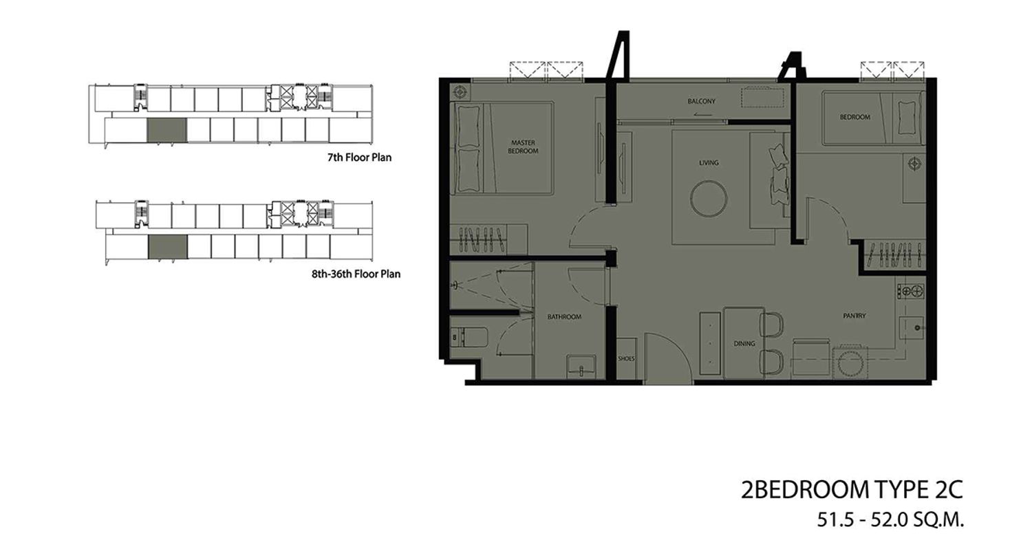 2 Bedroom ในโครงการ เดอะ คีย์ พระราม 3, ภาพที่ 4