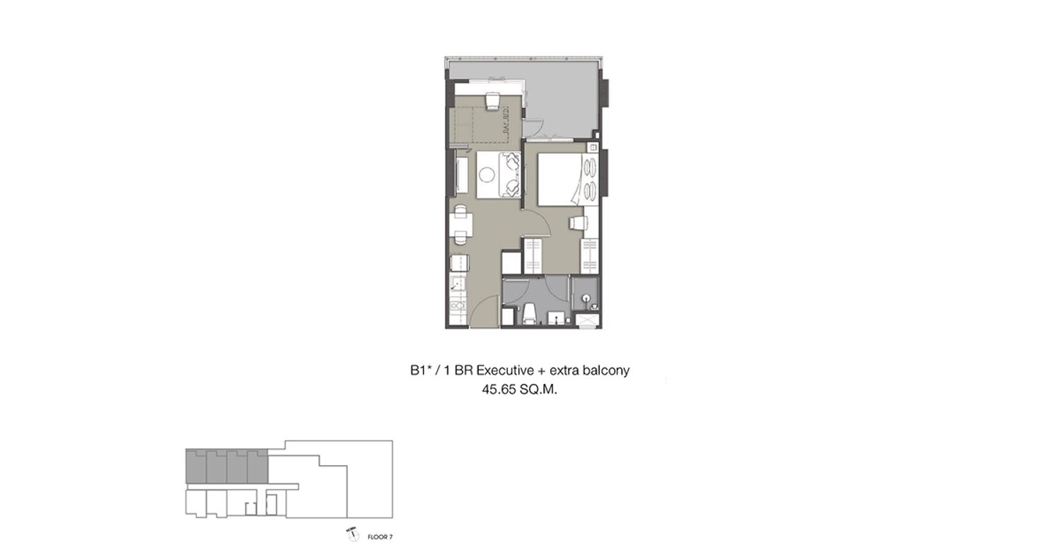 1 Bedroom Executive ในโครงการ ณ รีวา เจริญนคร , ภาพที่ 4