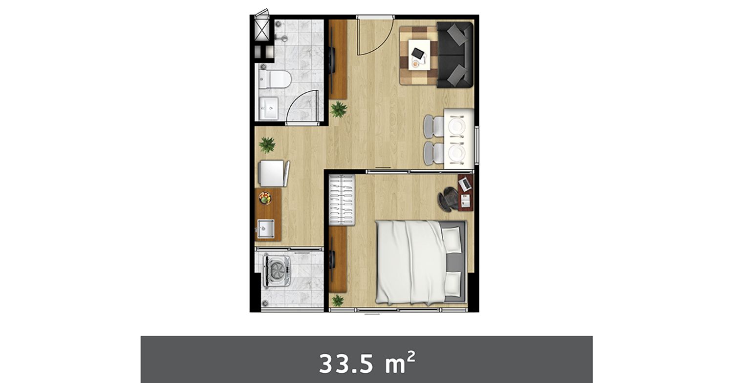 1 Bedroom ในโครงการ เพลิน เพลิน คอนโดมิเนียม สนามบินน้ำ-รัตนาธิเบศร์, ภาพที่ 4