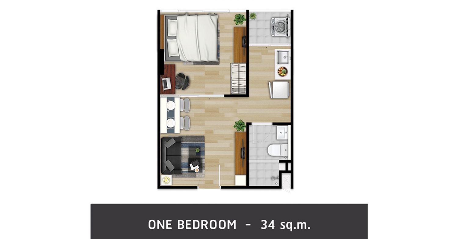 1 Bedroom ในโครงการ เพลิน เพลิน คอนโดมิเนียม ติวานนท์-ปากเกร็ด 3, ภาพที่ 4