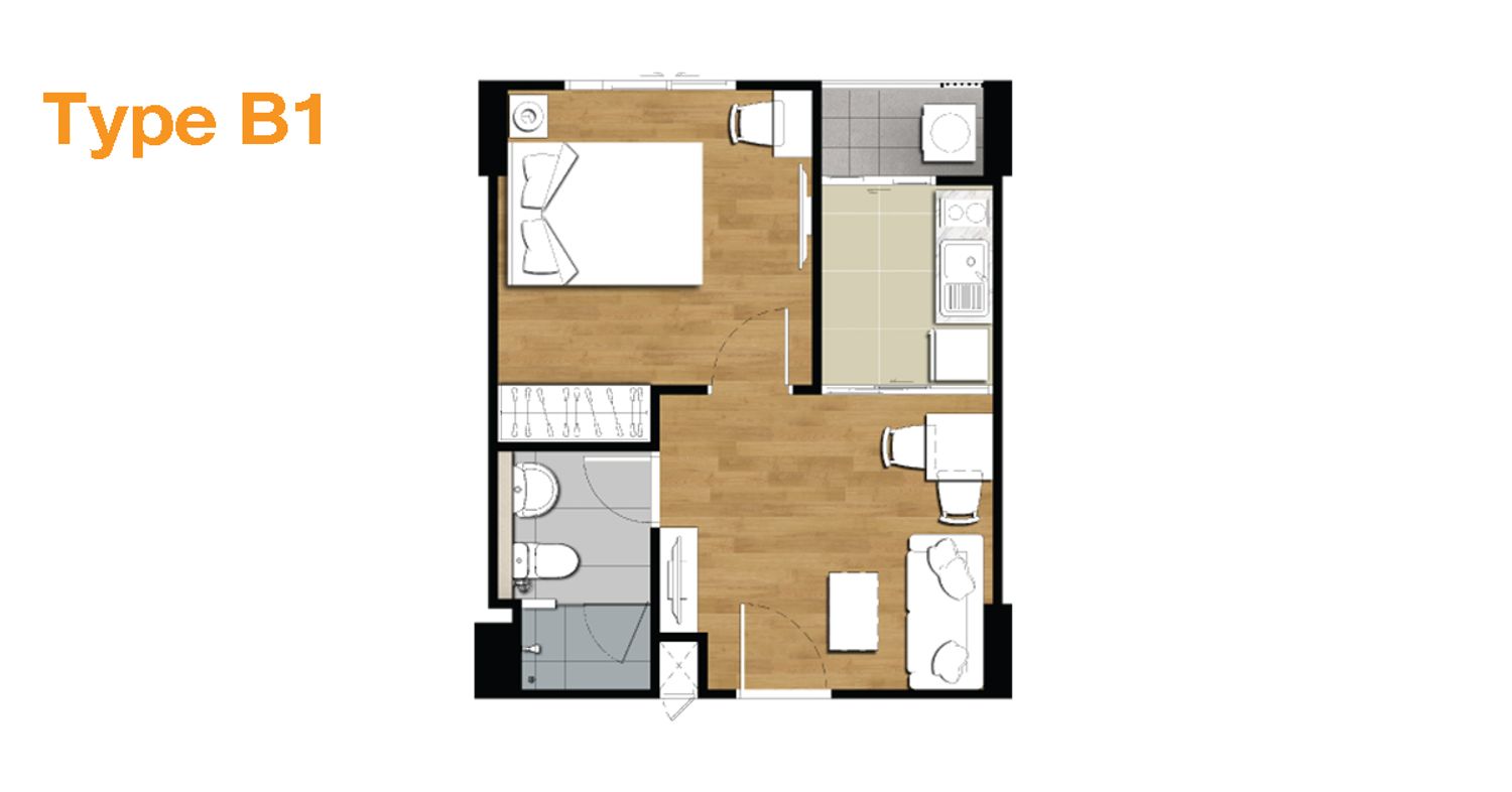 1 Bedroom ในโครงการ วันพลัส มหิดล 5, ภาพที่ 4