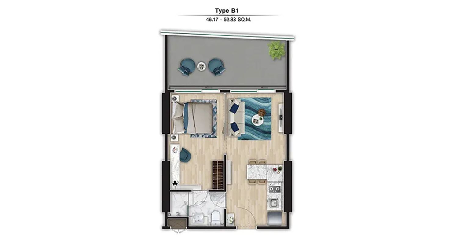 1 Bedroom ในโครงการ เดอะ ซิมโฟนี่ บางพระ ศรีราชา, ภาพที่ 4