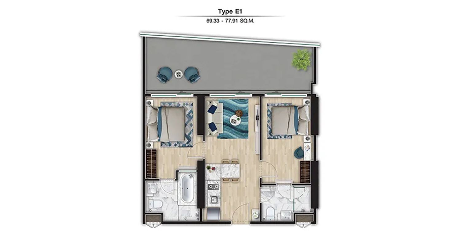 2 Bedrooms ในโครงการ เดอะ ซิมโฟนี่ บางพระ ศรีราชา, ภาพที่ 4