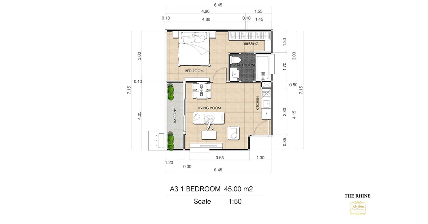 1 Bedroom ในโครงการ เดอะ ไรน์ คอนโดมิเนียม จอมเทียน, ภาพที่ 4