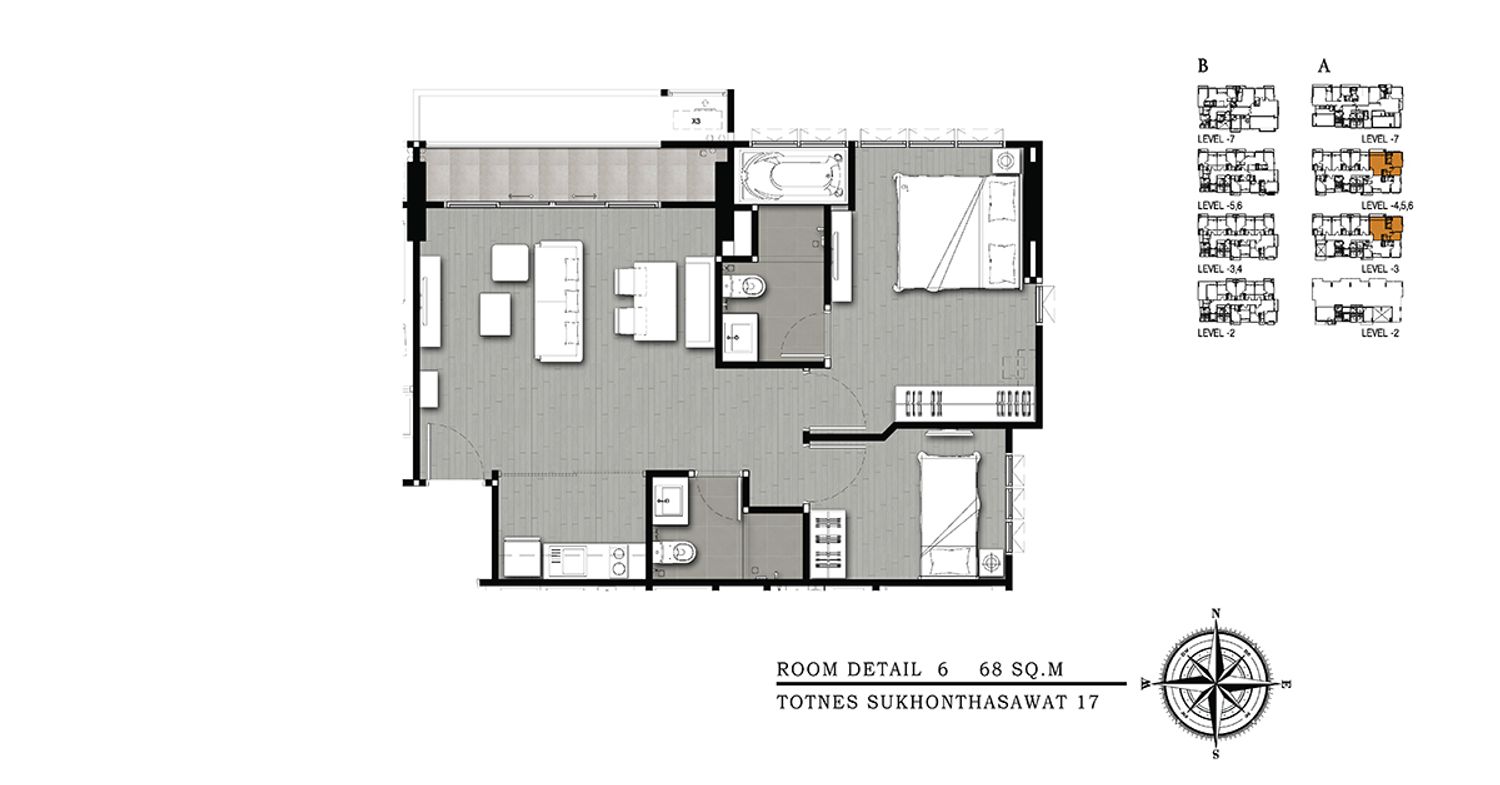 2 Bedroom Type B ในโครงการ โททเนส เกษตร-นวมินทร์, ภาพที่ 4