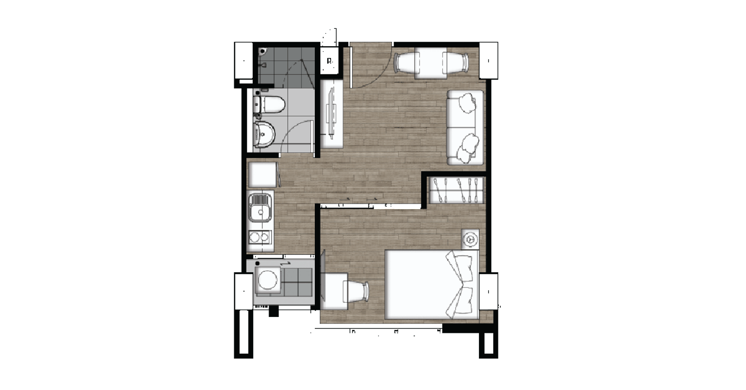 1 Bedroom ในโครงการ วันพลัส บิสสิเนส พาร์ค 4 , ภาพที่ 4