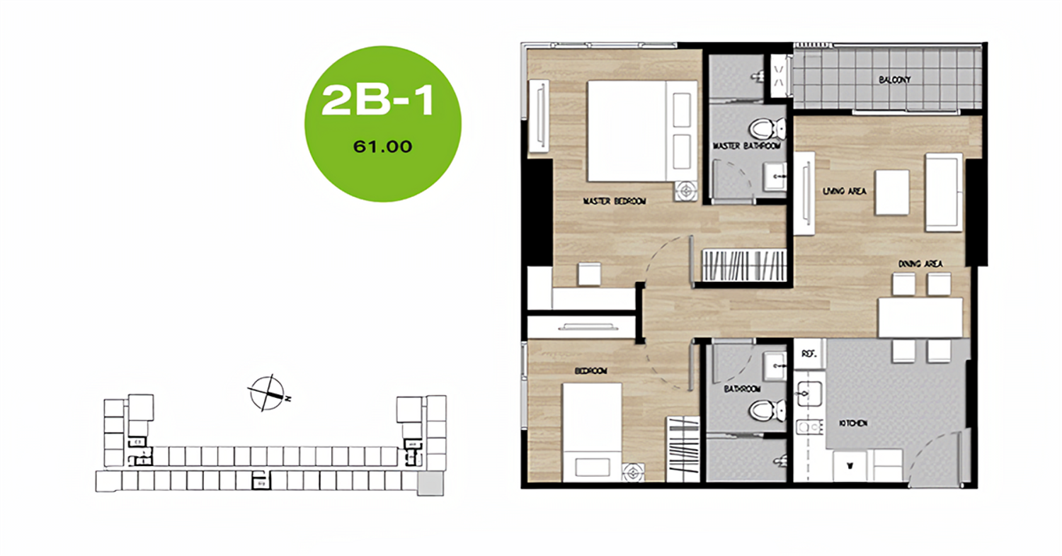 2 Bedroom ในโครงการ เดอะ เบส เซ็นทรัล-อุดรธานี, ภาพที่ 4