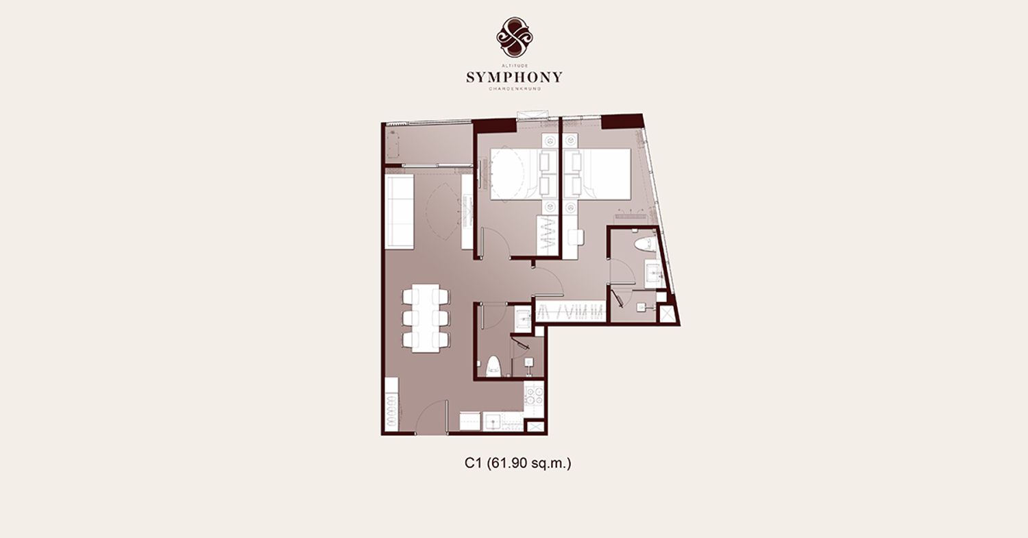 2 Bedroom ในโครงการ อัลติจูด ซิมโฟนี เจริญกรุง-สาทร, ภาพที่ 4