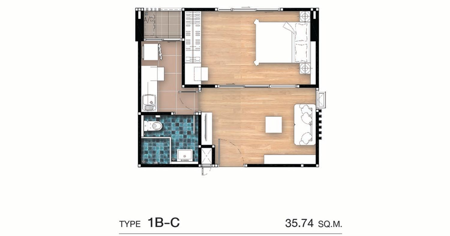 1 Bedroom ในโครงการ พาร์ค คอนโด ดรีม กาญจนบุรี, ภาพที่ 4