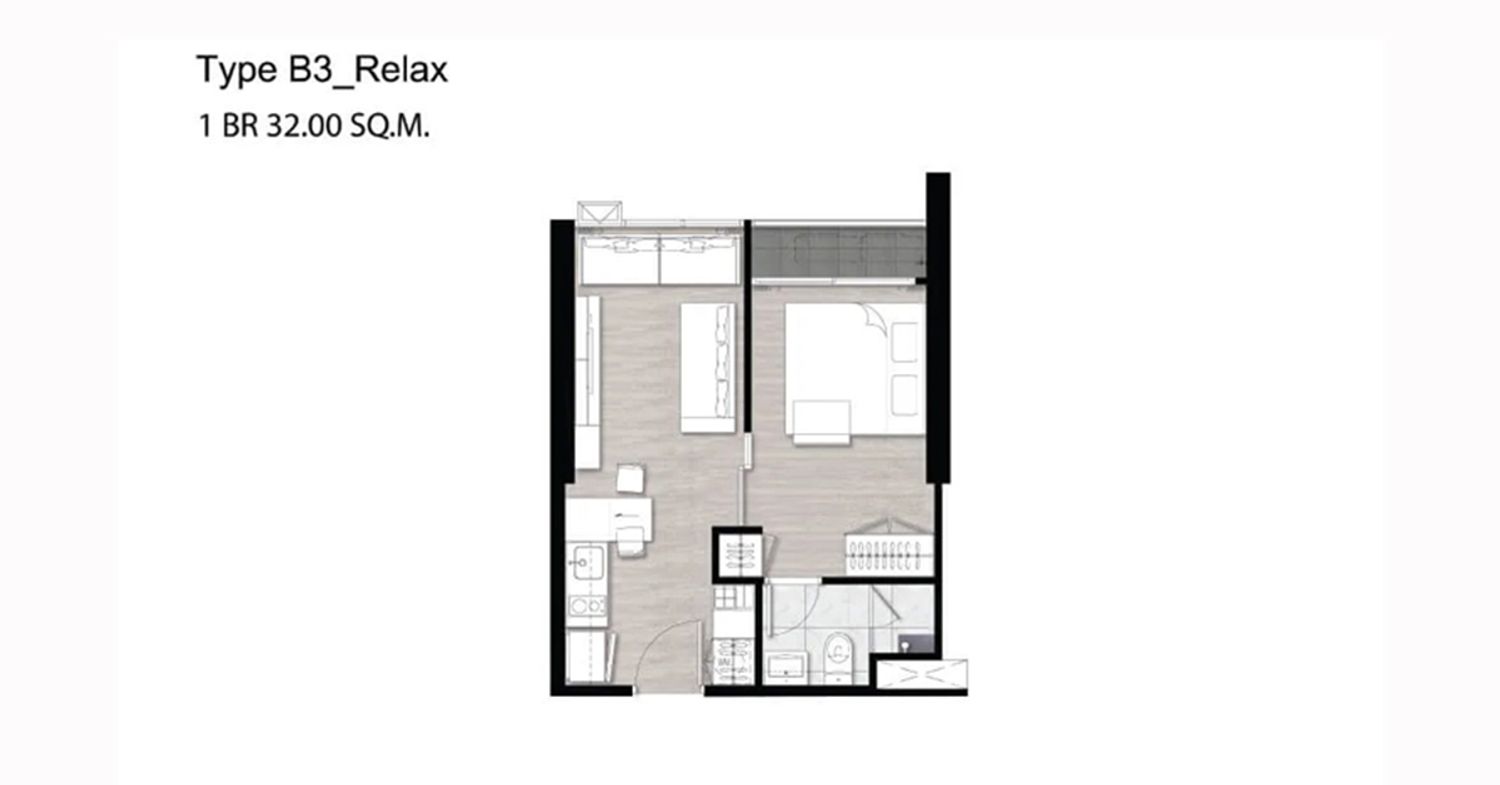 1 Bedroom Type B ในโครงการ นิช ไพรด์ เตาปูน-อินเตอร์เชนจ์, ภาพที่ 4
