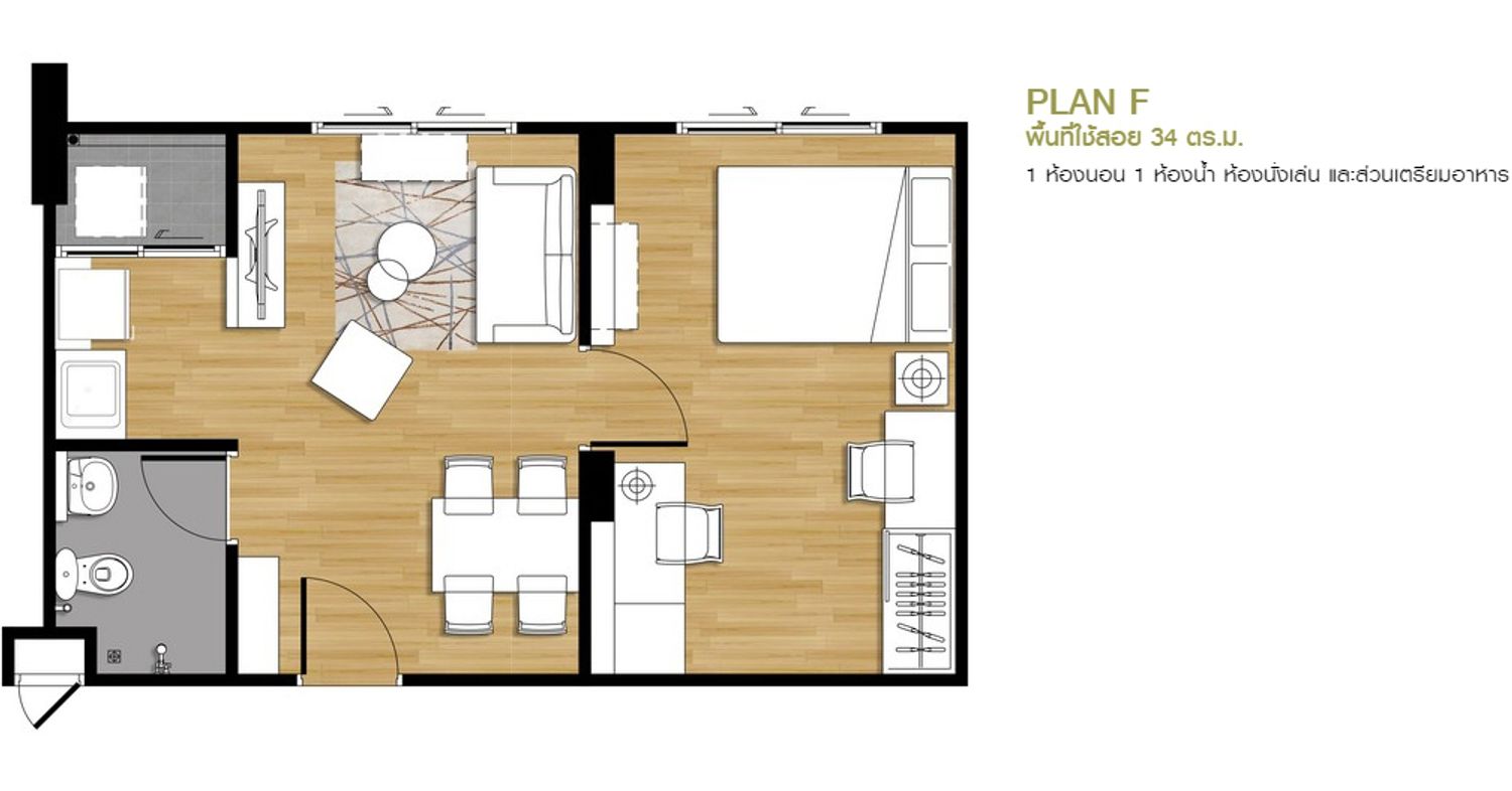 1 Bedroom ในโครงการ เดอะ ไดมอนด์ นวนคร-ตลาดไท, ภาพที่ 4