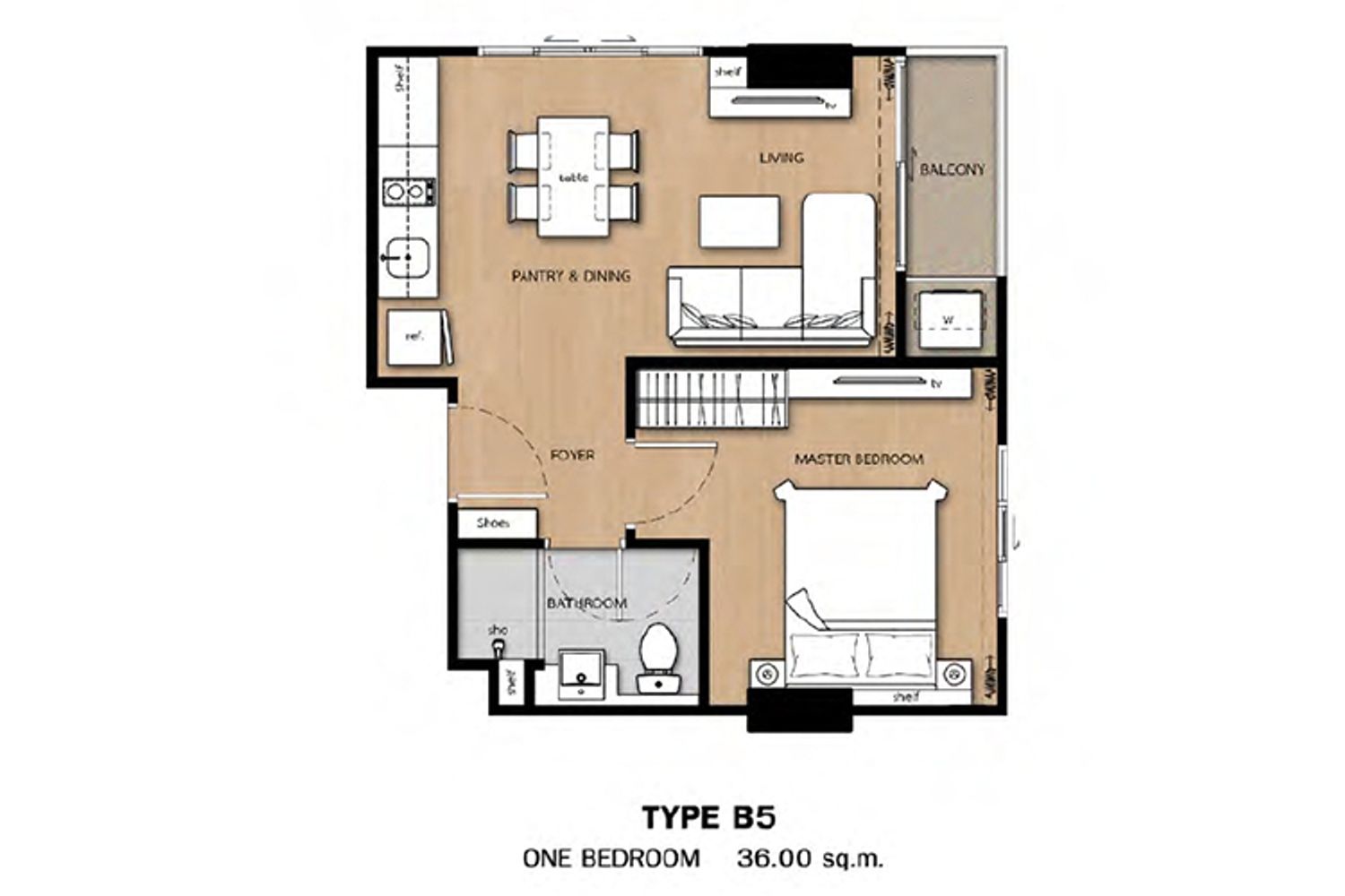 1 Bedroom ในโครงการ น็อตติ้ง ฮิลล์ ดิ เอ็กซ์คลูซีฟ เจริญกรุง, ภาพที่ 4