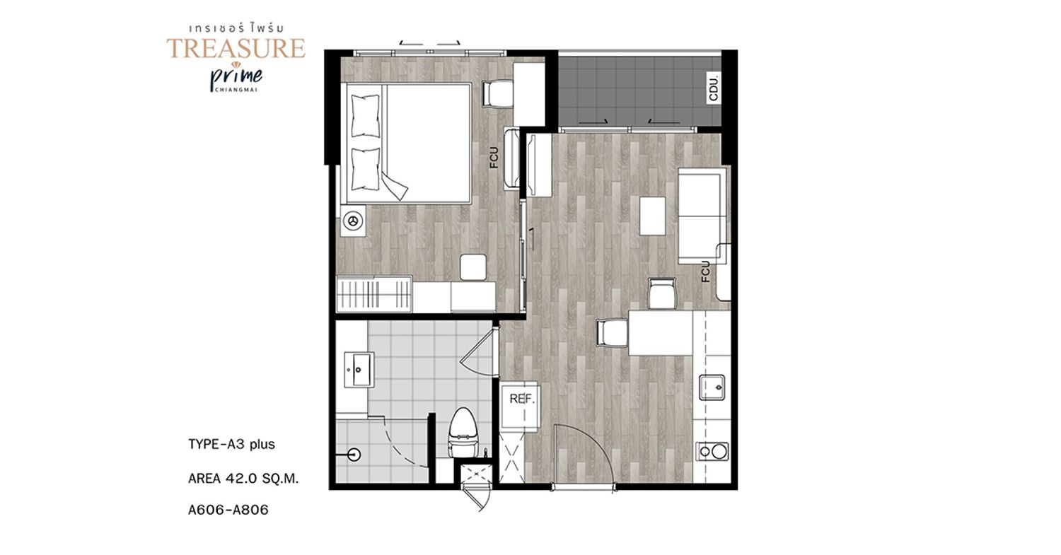 1 Bedroom ในโครงการ เทรเซอร์ ไพร์ม, ภาพที่ 4