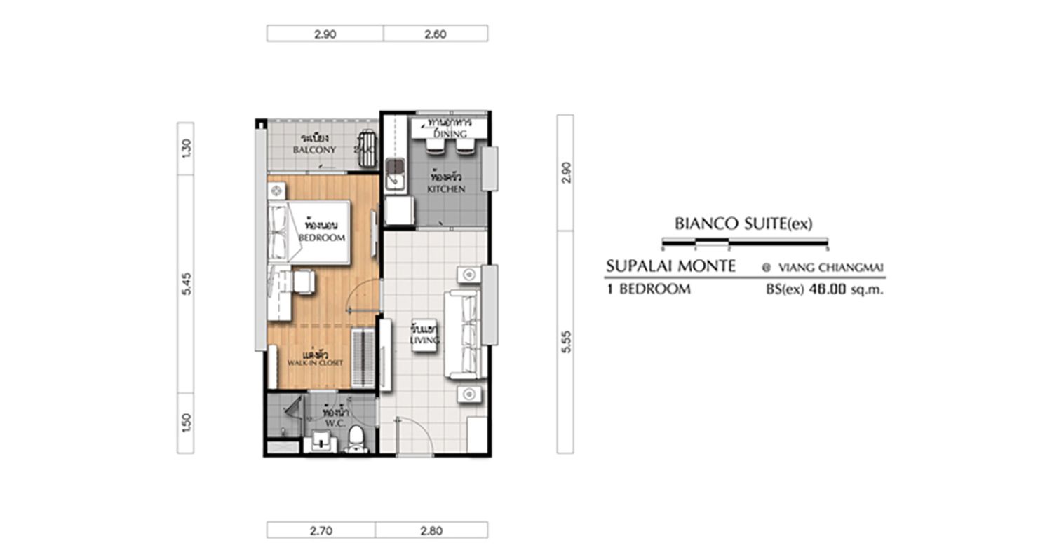 Typical 1 Bedroom ในโครงการ ศุภาลัย มอนเต้ @ เวียงเชียงใหม่, ภาพที่ 4