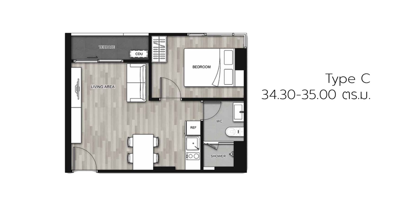 1 Bedroom ในโครงการ เอสเพน คอนโด เฟส A, ภาพที่ 4