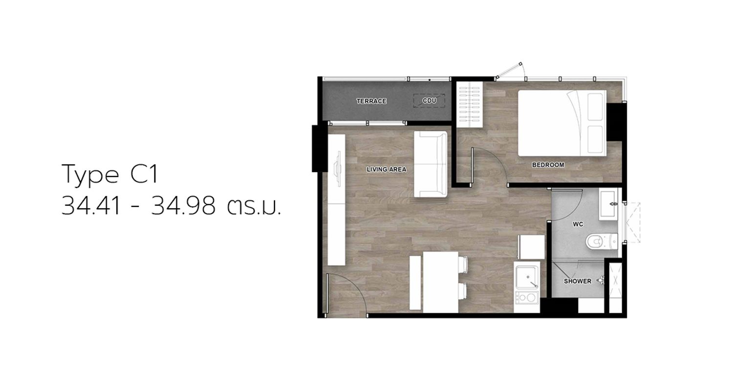 1 Bedroom ในโครงการ เอสเพน คอนโด เฟส B, ภาพที่ 4