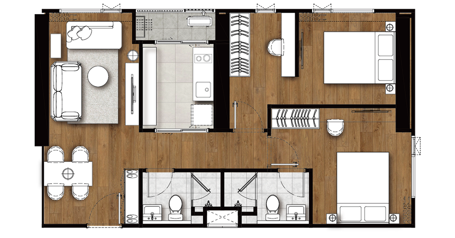 2 Bedroom ในโครงการ เดอะ ลิฟวิ่น รามคำแหง, ภาพที่ 4
