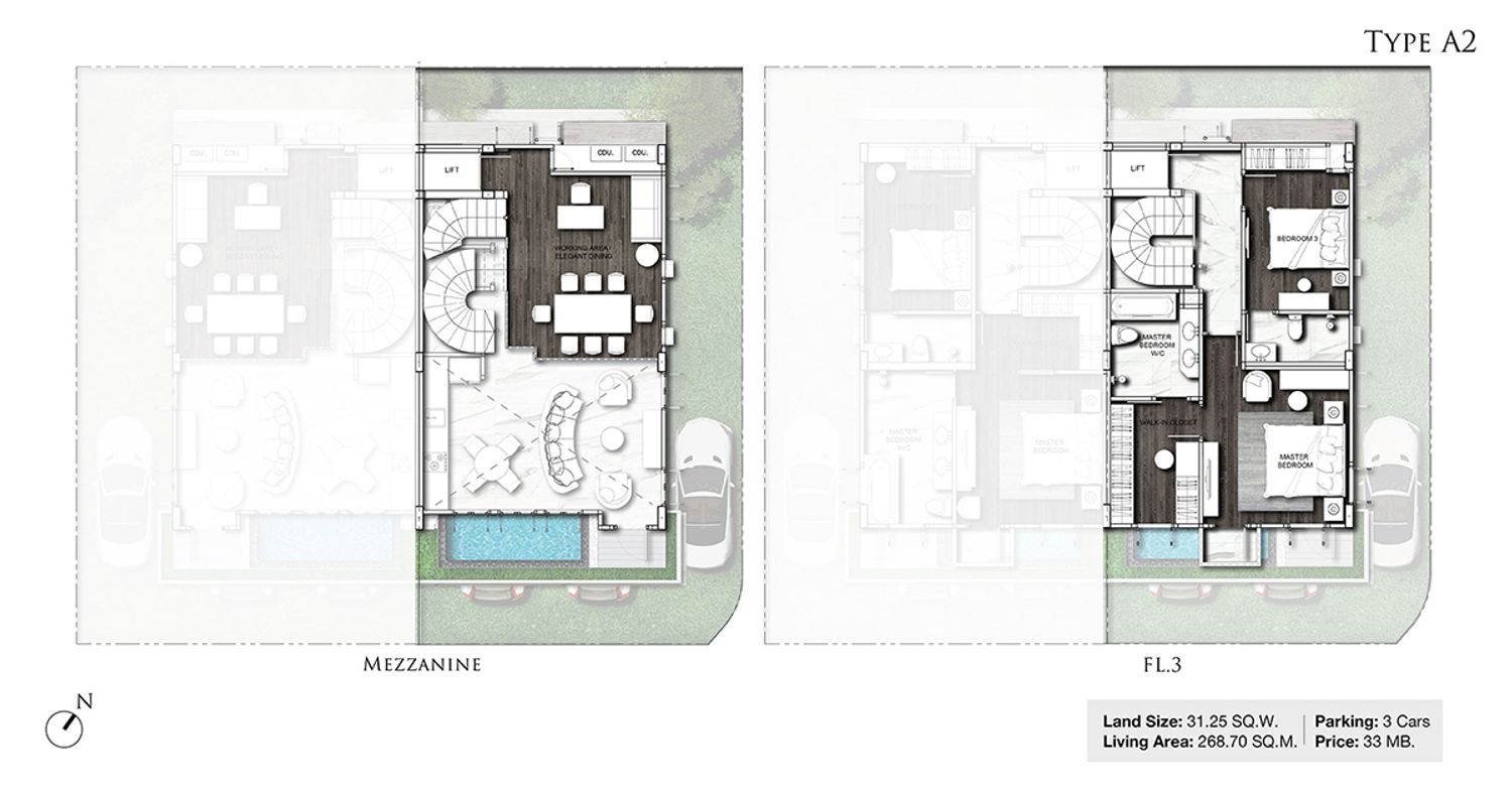 บ้านแฝดสามชั้นครึ่ง ในโครงการ เมซอง บลองซ์ 67, ภาพที่ 4