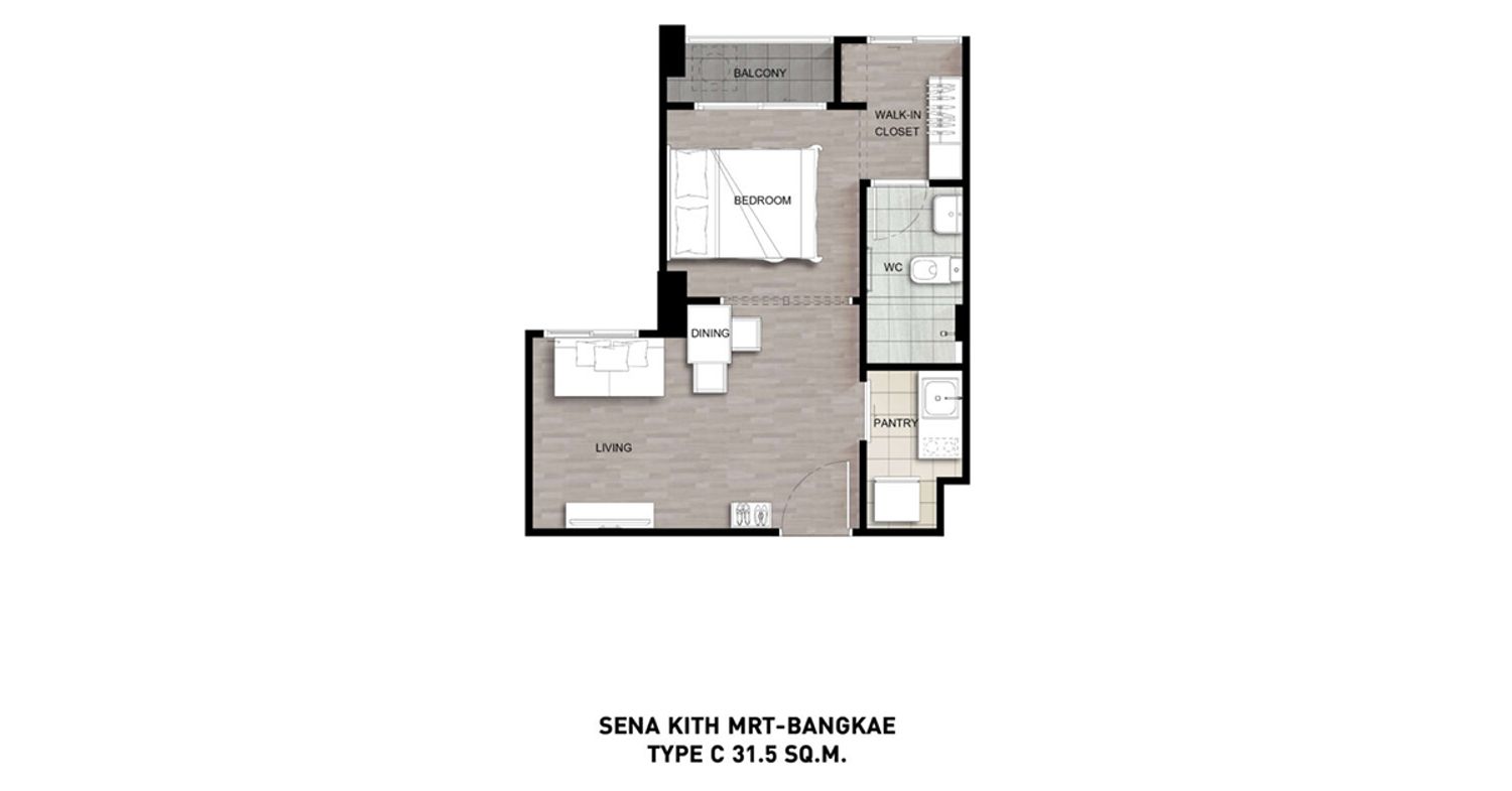 1 Bedroom ในโครงการ เสนา คิทท์ เอ็มอาร์ที-บางแค, ภาพที่ 4