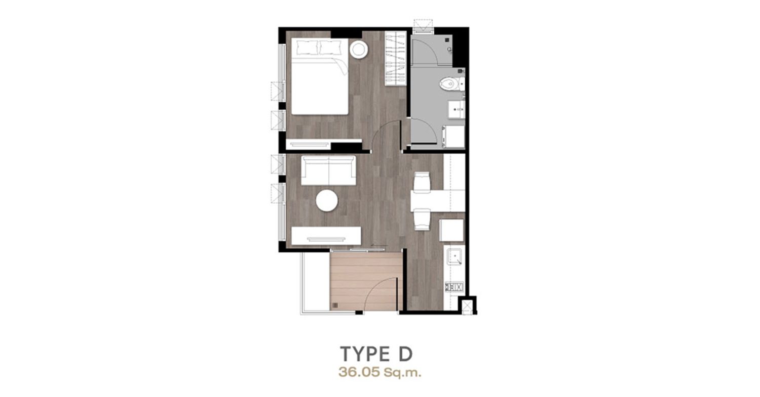1 Bedroom ในโครงการ เดโลนิกซ์ คอนโด เอแบค-บางนา, ภาพที่ 4