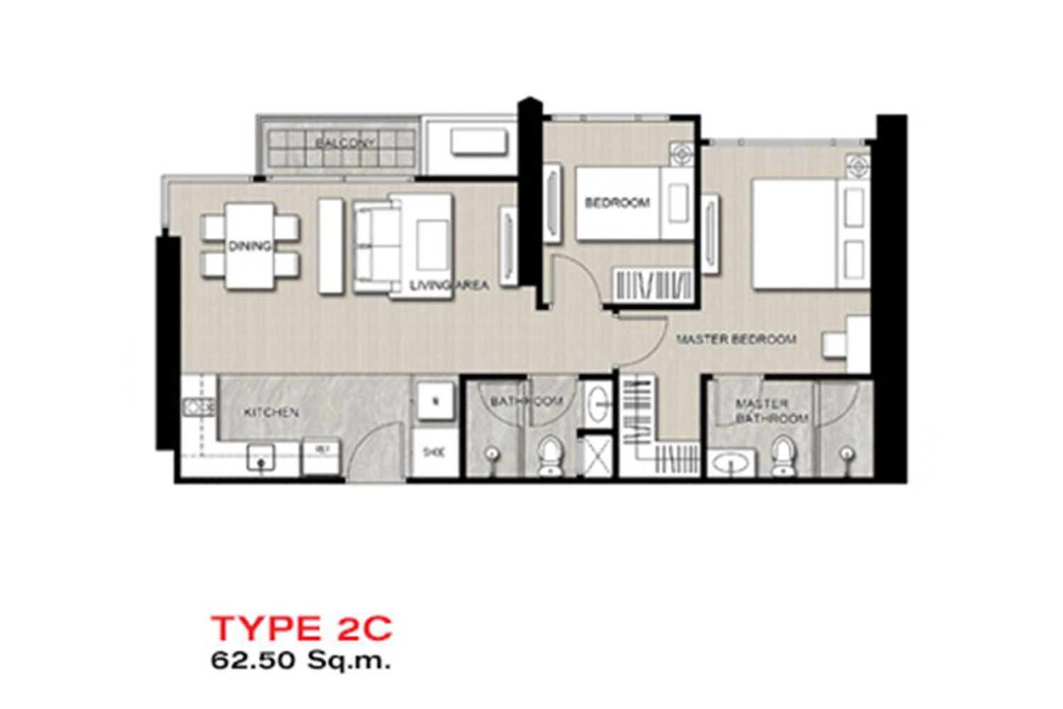 2 Bedroom ในโครงการ เอดจ์ สุขุมวิท 23, ภาพที่ 4