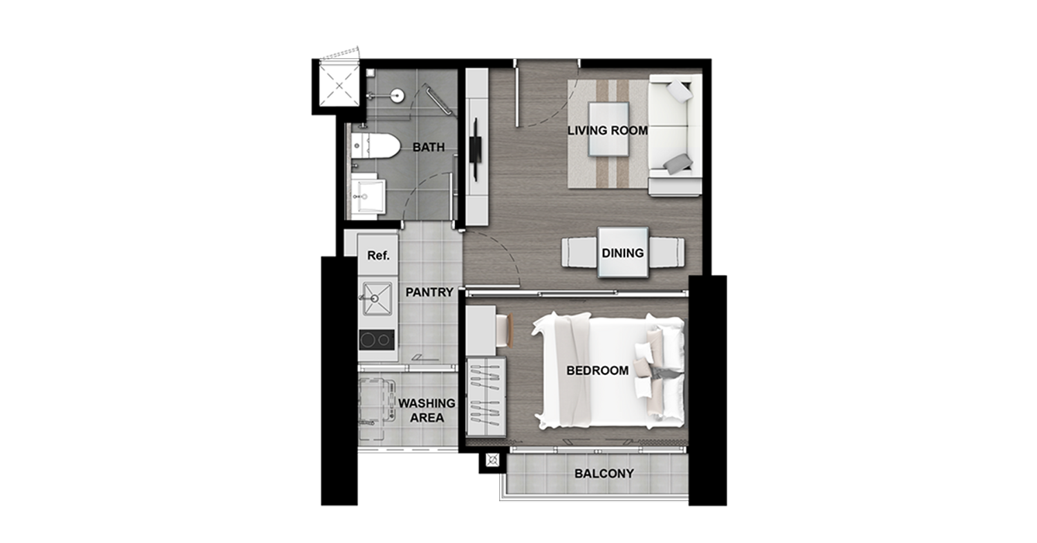 1 Bedroom ในโครงการ เดอะ โพลิแทน อควา, ภาพที่ 4