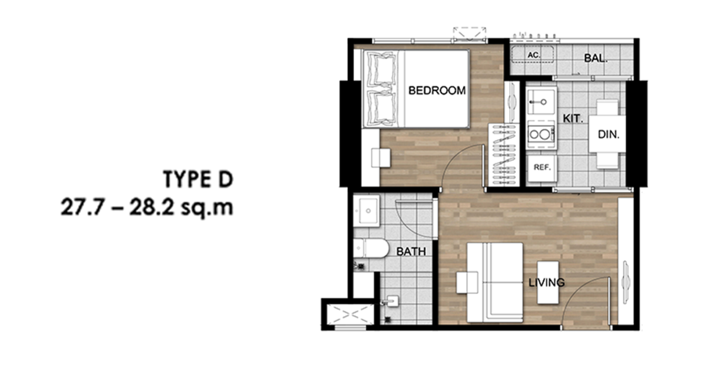 1 Bedroom ในโครงการ เมโทร สกาย สาทร-วุฒากาศ, ภาพที่ 4