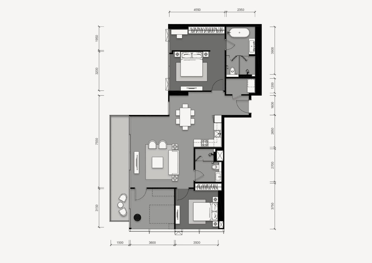 2 Bedroom ในโครงการ เทตต์ สาทร ทเวลฟ์, ภาพที่ 4