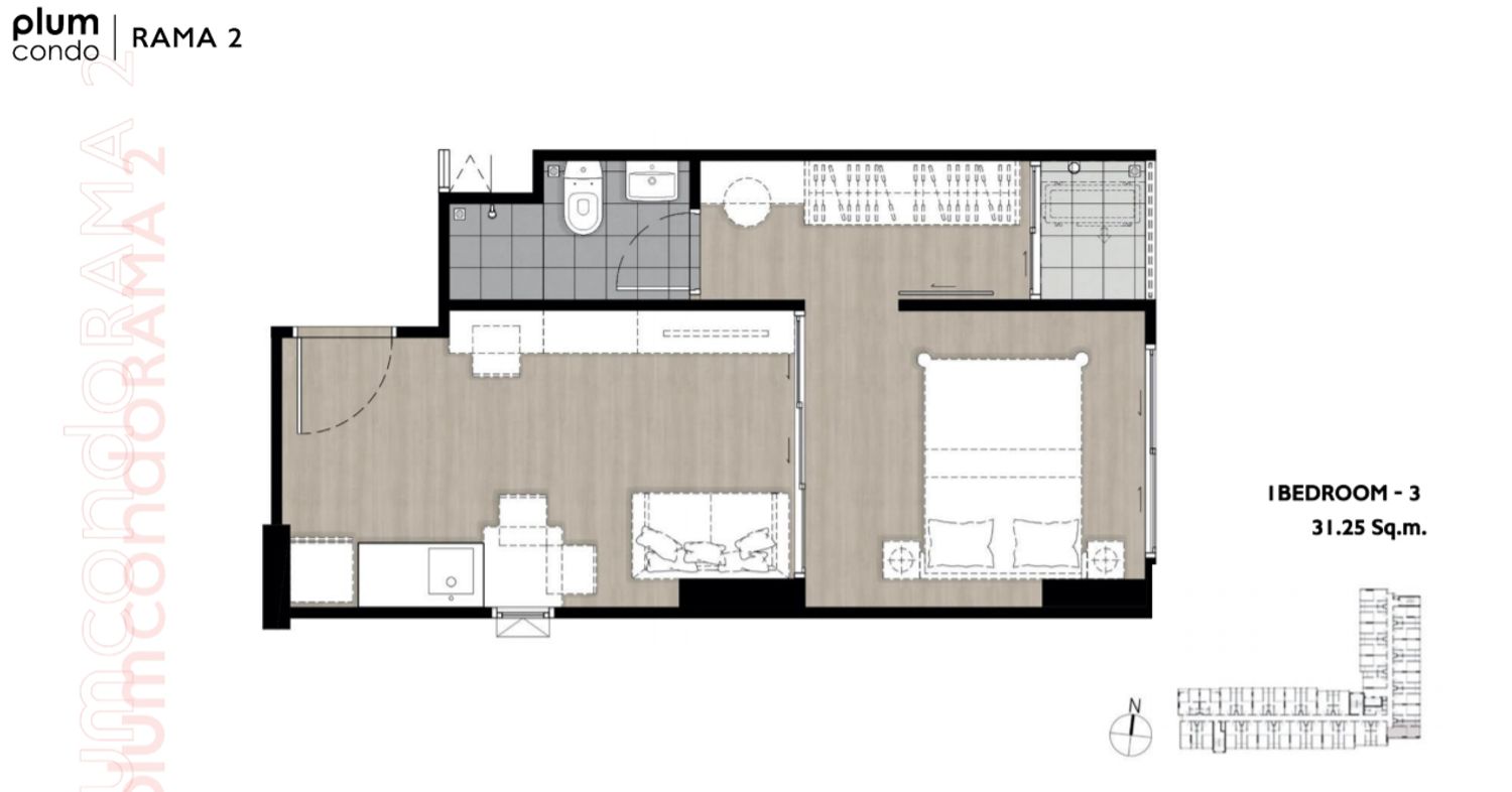 1 Bedroom ในโครงการ พลัมคอนโด พระราม 2, ภาพที่ 4