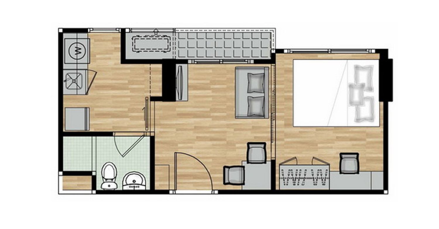 1 Bedroom ในโครงการ ดิ เอ็กเซล ไฮด์อะเวย์ สุขุมวิท 105, ภาพที่ 4