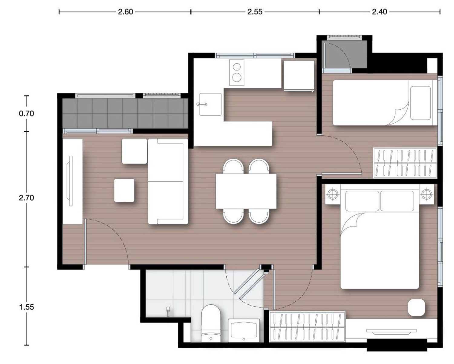 1 Bedroom Plus ในโครงการ นิว โนเบิล เซ็นเตอร์ บางนา, ภาพที่ 4