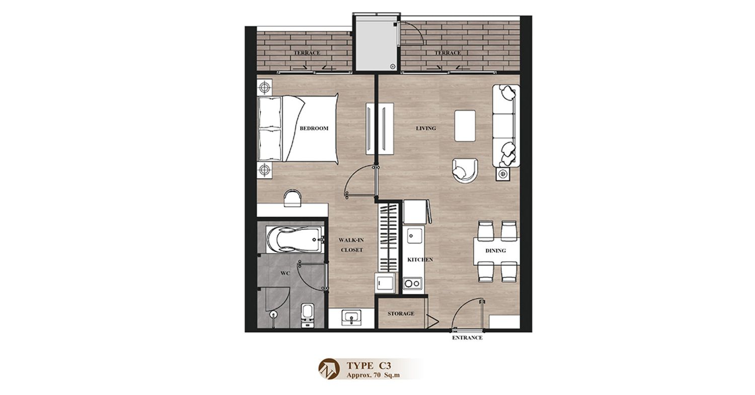 1 Bedroom ในโครงการ ธัช ฮิลล์ เพลส เอลลิแกนท์, ภาพที่ 4