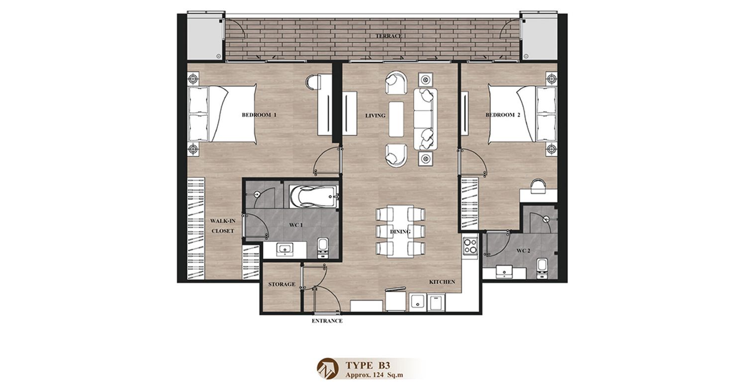2 Bedroom ในโครงการ ธัช ฮิลล์ เพลส เอลลิแกนท์, ภาพที่ 4