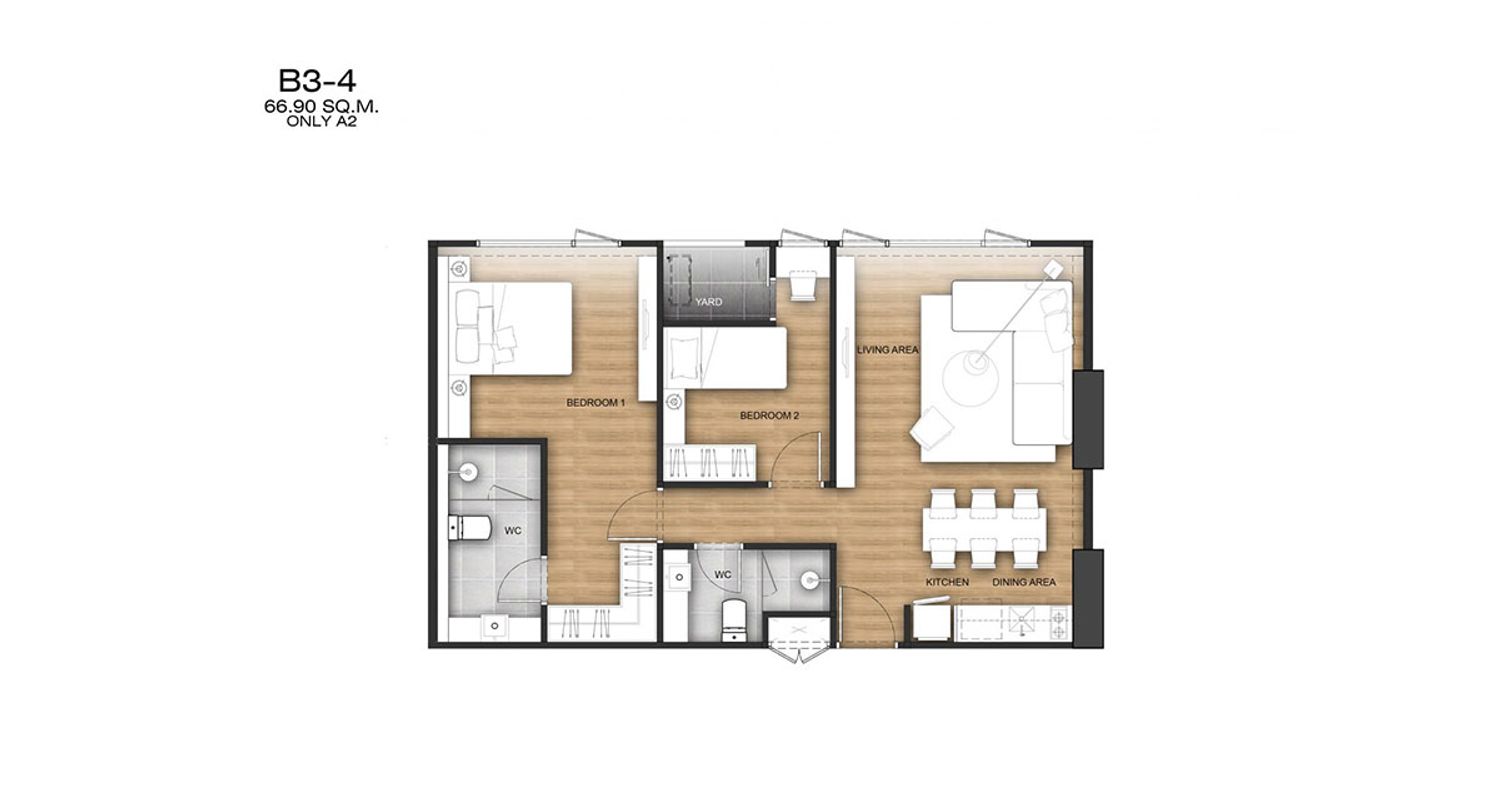 2 Bedroom ในโครงการ คาซูนา เมสโต คอนโด, ภาพที่ 4