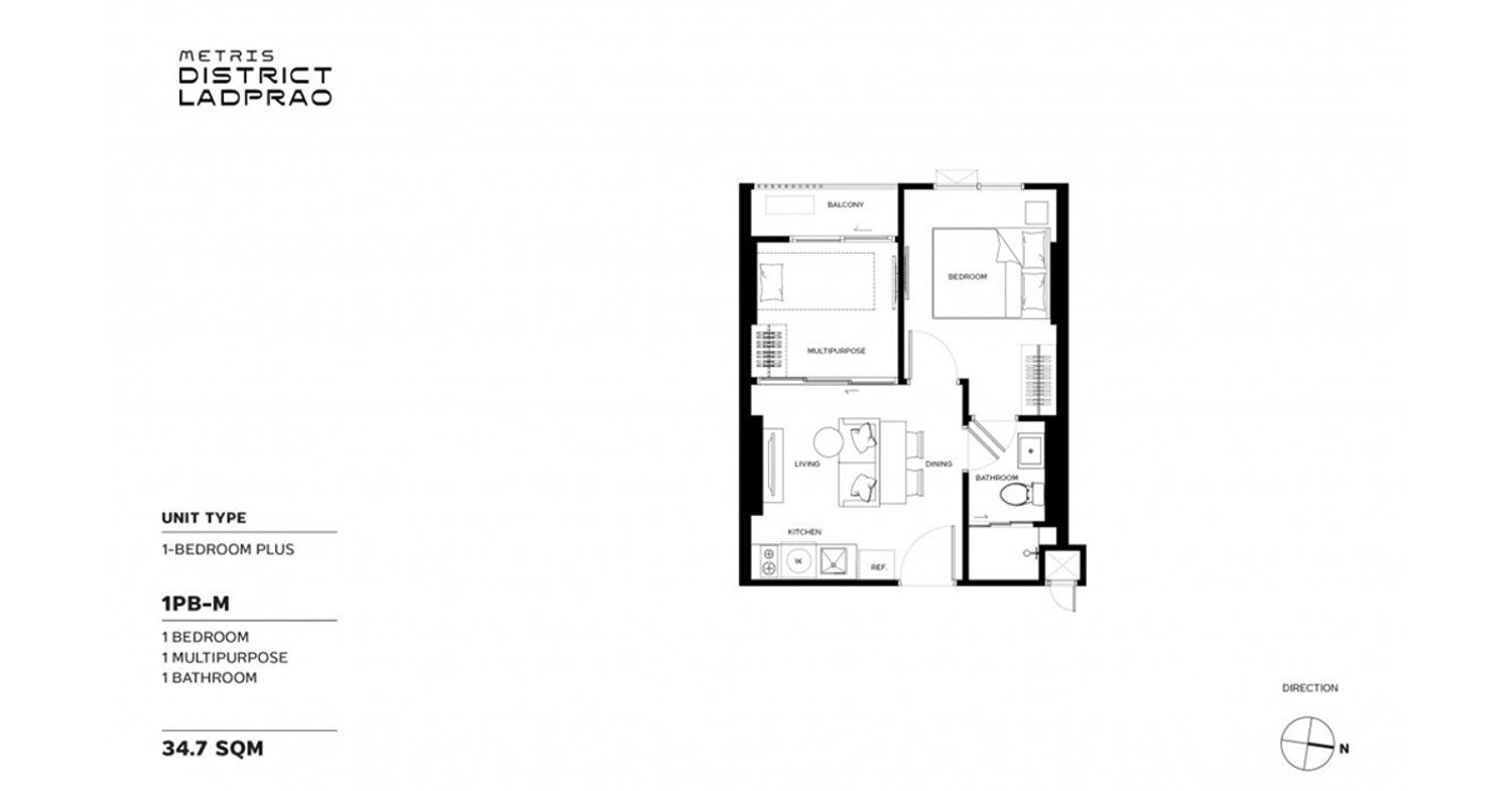 1 Bedroom Plus ในโครงการ เมทริส ดิสทริค ลาดพร้าว, ภาพที่ 4