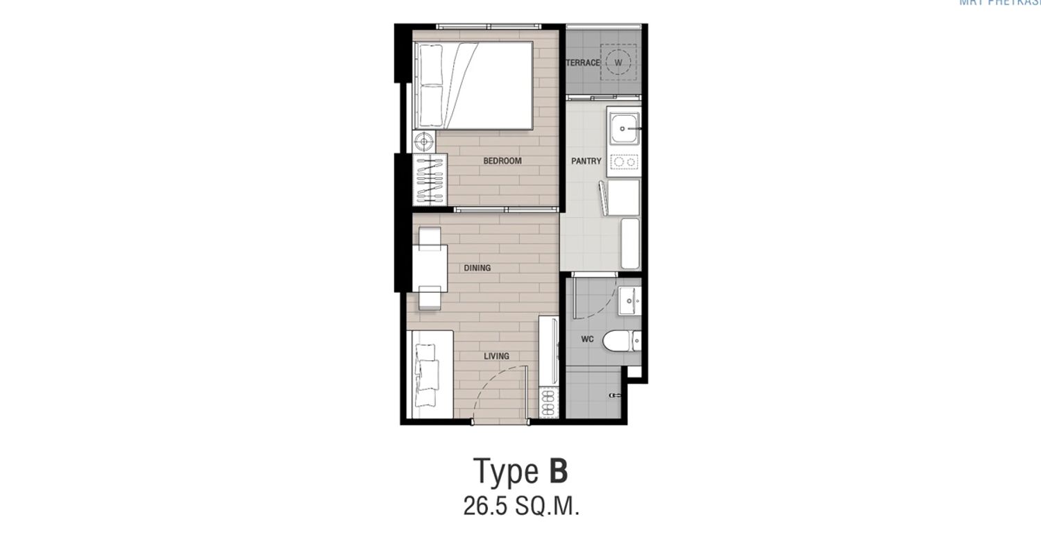 1 Bedroom ในโครงการ โคซี่ เอ็มอาร์ที เพชรเกษม 48, ภาพที่ 4