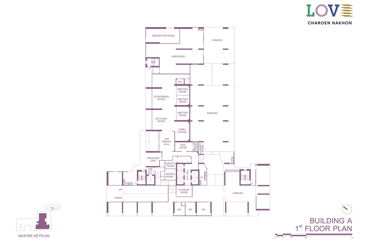 โครงการคอนโดมิเนียม เลิฟ เจริญนคร แบบแปลน ตึก A ชั้น 1fl