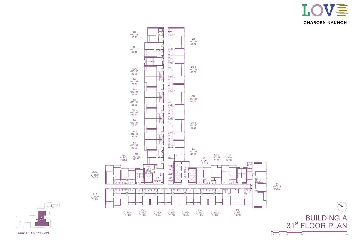 โครงการคอนโดมิเนียม เลิฟ เจริญนคร แบบแปลน ตึก A ชั้น 31fl
