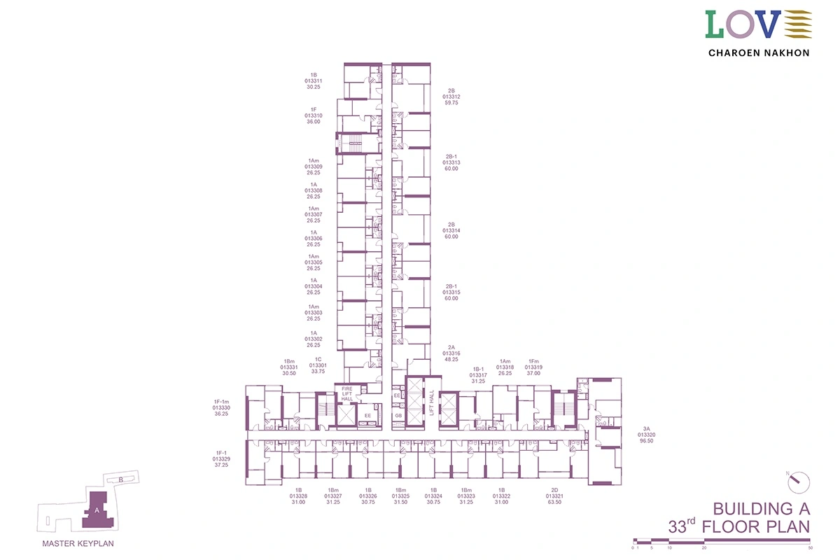 โครงการคอนโดมิเนียม เลิฟ เจริญนคร แบบแปลน ตึก A ชั้น 33fl