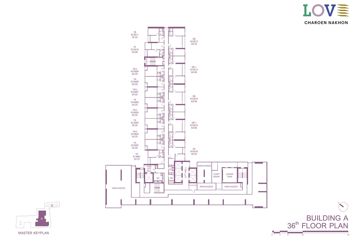 โครงการคอนโดมิเนียม เลิฟ เจริญนคร แบบแปลน ตึก A ชั้น 36fl