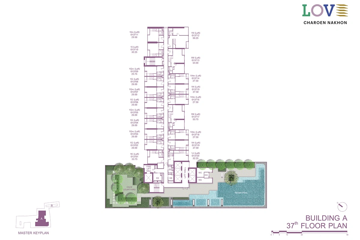 โครงการคอนโดมิเนียม เลิฟ เจริญนคร แบบแปลน ตึก A ชั้น 37fl