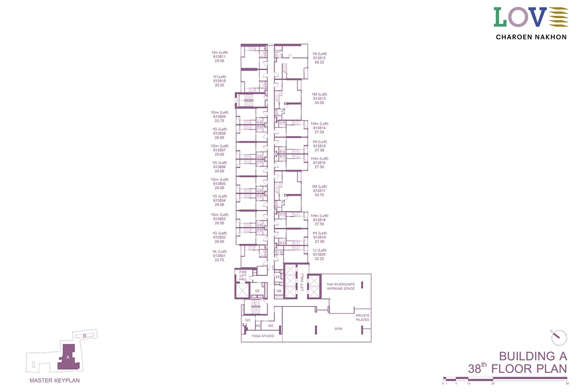 โครงการคอนโดมิเนียม เลิฟ เจริญนคร แบบแปลน ตึก A ชั้น 38fl