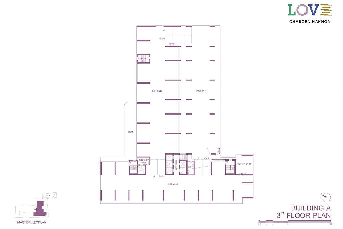 โครงการคอนโดมิเนียม เลิฟ เจริญนคร แบบแปลน ตึก A ชั้น 3fl