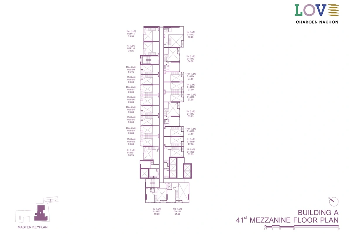 โครงการคอนโดมิเนียม เลิฟ เจริญนคร แบบแปลน ตึก A ชั้น 41fl mezzanine