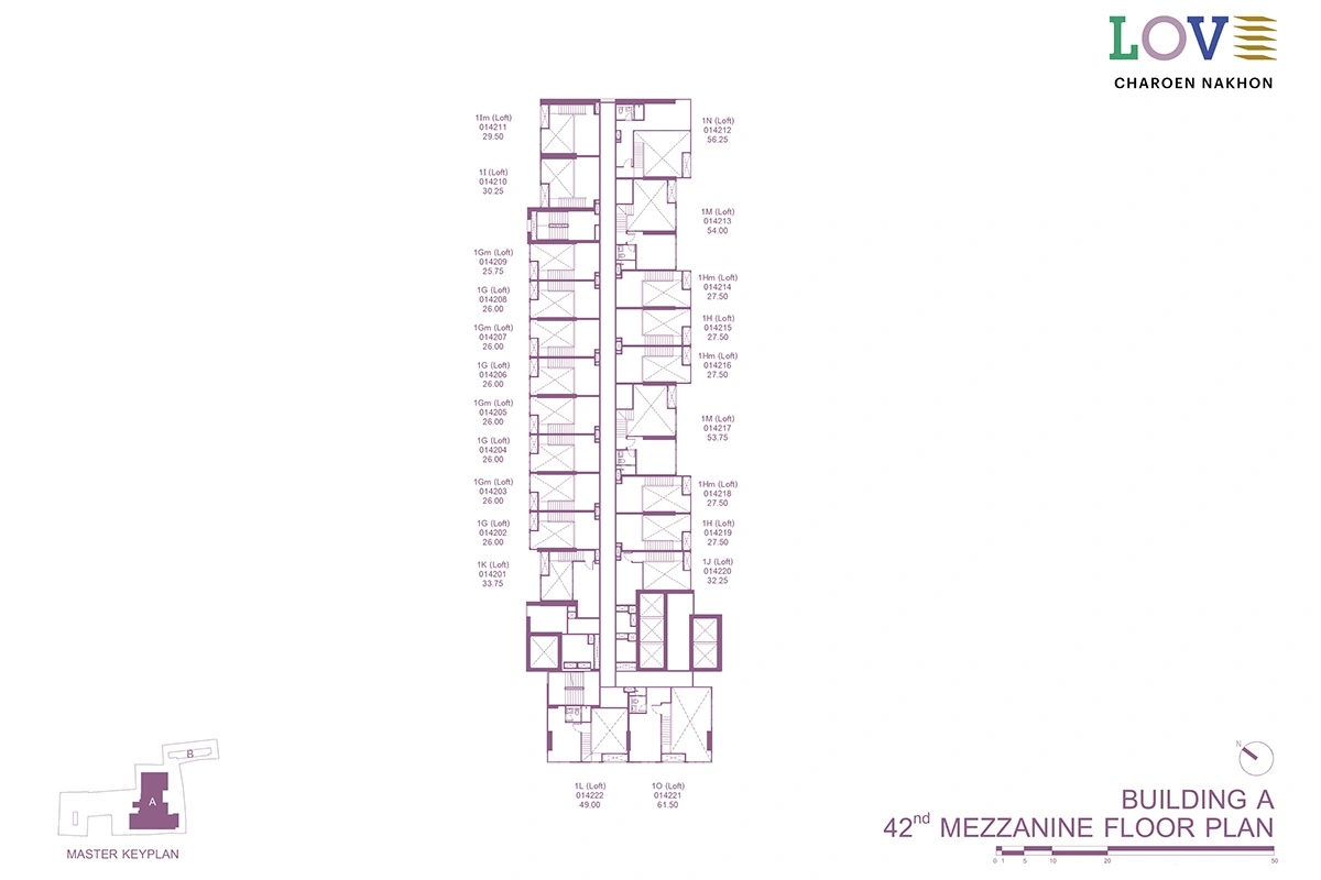 โครงการคอนโดมิเนียม เลิฟ เจริญนคร แบบแปลน ตึก A ชั้น 42fl mezzanine